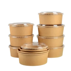 Food Grade 500 750 1000ml Take Away Bowl With Lids Packing Food Single Wall Fast Food Salad Bowls
