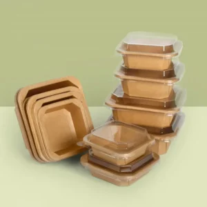 Salad Rectangle Takeaway Kraft Paper Octagonal Box with Lid