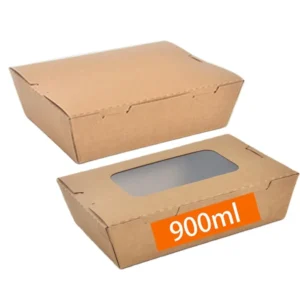 OEM Custom Eco-Friendly 900ml Kraft Paper Multi-Compartment Disposable Food Boxes for Sushi and Snacks with Custom Size & Color
