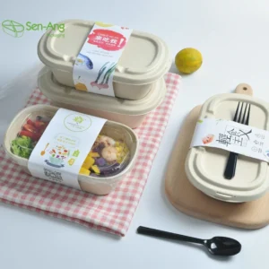 New Arrival Shallow 5 Compartment Tray 4 Vaso Biodegradable Custom Compost 700Ml Sugarcane Pulp Tableware Bagasse Plate