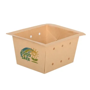 Strong Eco-Friendly Food Grade Packaging for Berries Small Fruits Ventilated Kraft Paper Fruit Trays with Lid