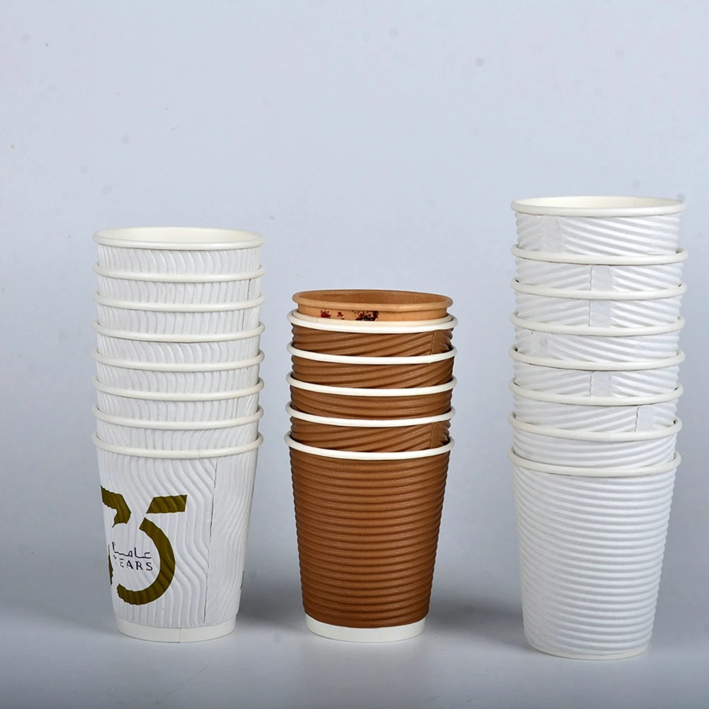4oz 8oz 12oz Disposable Double Wall Gold Foil Stamping Logo All Black Hot Paper Custom Coffee Cup - Image 5