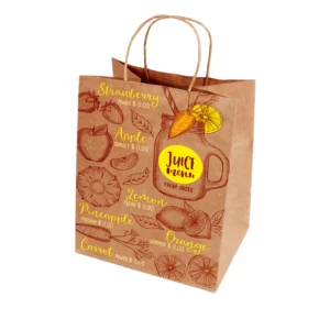 Kraft Standing up Pouch Brown Recyclable Shopping With Own Logo Transparent Paper Bag