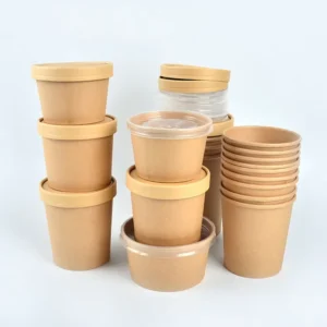 the New Listing Porridge 780Ml Soup Bowl With Lid Disposable Square Kraft Paper Cup Bucket