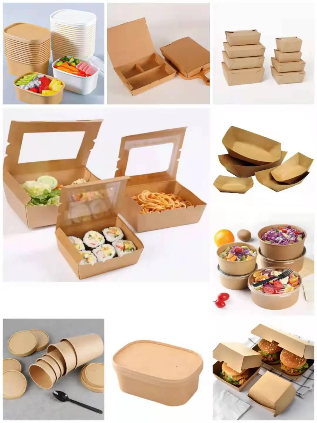 1400ML Disposable Eco-Friendly Kraft Paper Lunch Takeout Box with Matt Lamination for Sushi Salad & Fast Food Packaging - Image 5