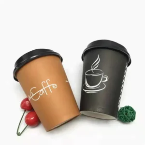 Custom Printed Logo Disposable 6oz 8oz 9oz 10oz 14 Oz 16oz Double Ripple Wall Hot Stamping Coffee Paper Cup With Lid