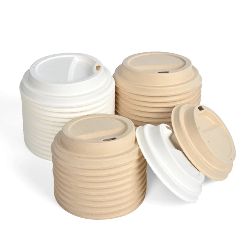 Biodegradable Disposable Composable Lid for Pulp Paper Lid Cover 80 90mm Bagasse Pulp Lids for Coffee Cup - Image 3