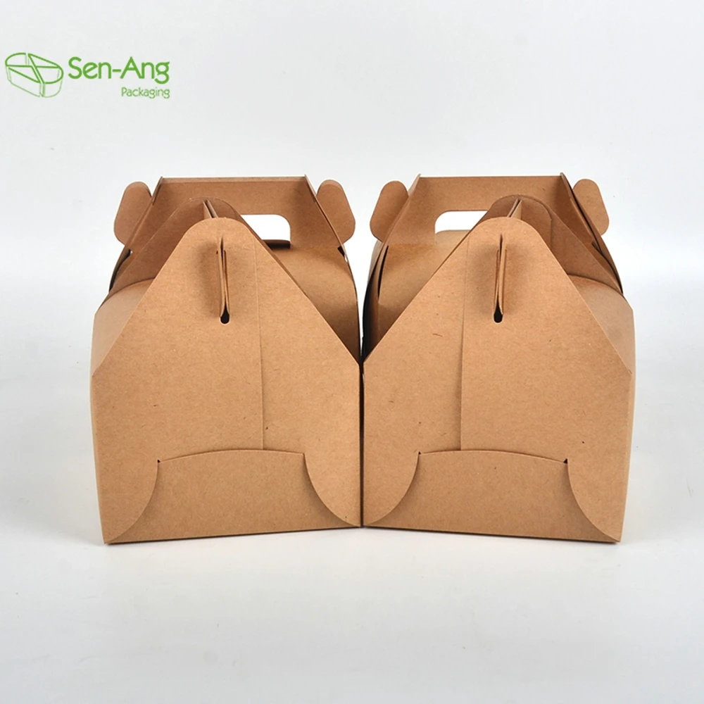 Cheap Disposable Kraft Paper Sandwich Packing Eco Friendly Custom Donut With Handle Wedding Cake Box Packaging - Image 6