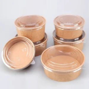 ODM OEM Emballages Alimentaires Round Brown Eco-Friendly Take Away Fast Packaging Kraft Paper Salad Bowl