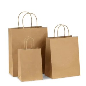 Custom Eco Friendly Kraft Paper Bag Disposable Kraft Paper Takeaway Food Packaging Bag with Handle