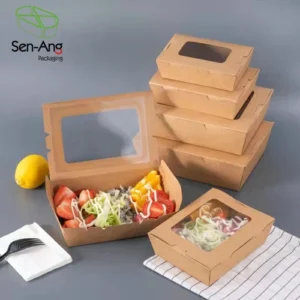 Best Selling Clear Packaging Matt Lamination Cookie Noodle Sushi Take Away Window Disposable Eco Friendly Kraft Paper