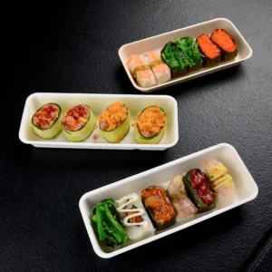 Disposable Paper Pulp Sugarcane Biodegradable Bagasse Sushi Takeout Take Away Box