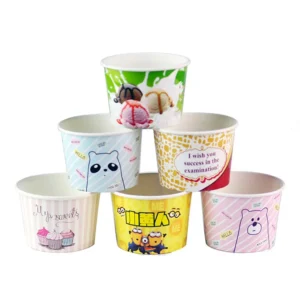 Biodegradable 4oz Paper Gelato Ice Cream Cup Disposable Custom 16oz Yogurt Ice Cream Packaging Paper Cup Container
