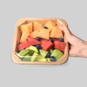 Disposable Square Kraft Paper Food Packaging Box Custom Print Octangle Paper Bowl Fast Food Container Salad Bowl with Lid