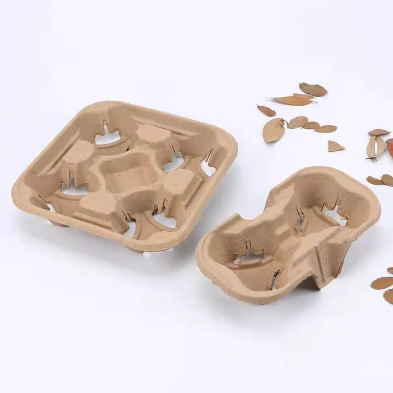 Disposable Customized Kraft Take Away Drink Eco Paper Coffee Cardboard Cup Holders Carrier Packing - Image 3