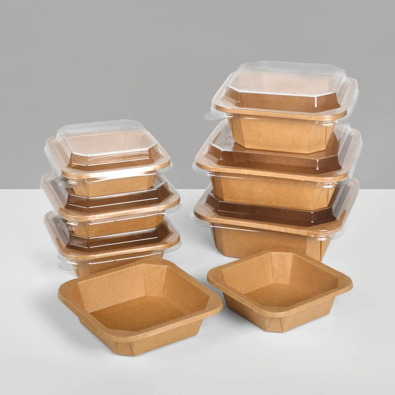 Ready Bulk Kraft Paper Bowl 700ml Hot Food Take Out Packaging Disposable Octagonal Paper Bowl Rectangle - Image 4