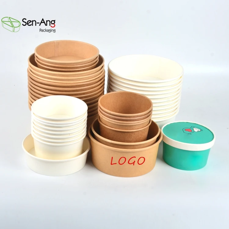 in Stock Customize Round Take Away Paper With Lid Custom Salad Bowl Food Container Take Away Box - Image 2