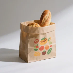 Take Away Kraft Paper Bread Bag White Handle Gift Wedding Food Grade Party Bakery Disposable Cake Packaging