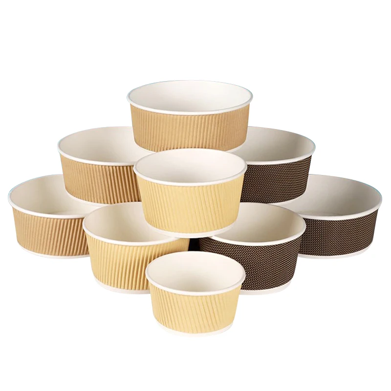 Corrugated Disposable Round Kraft Paper Soup Container 750ml 1100ml Take Away Fruit Food Salad Bowl - Image 2