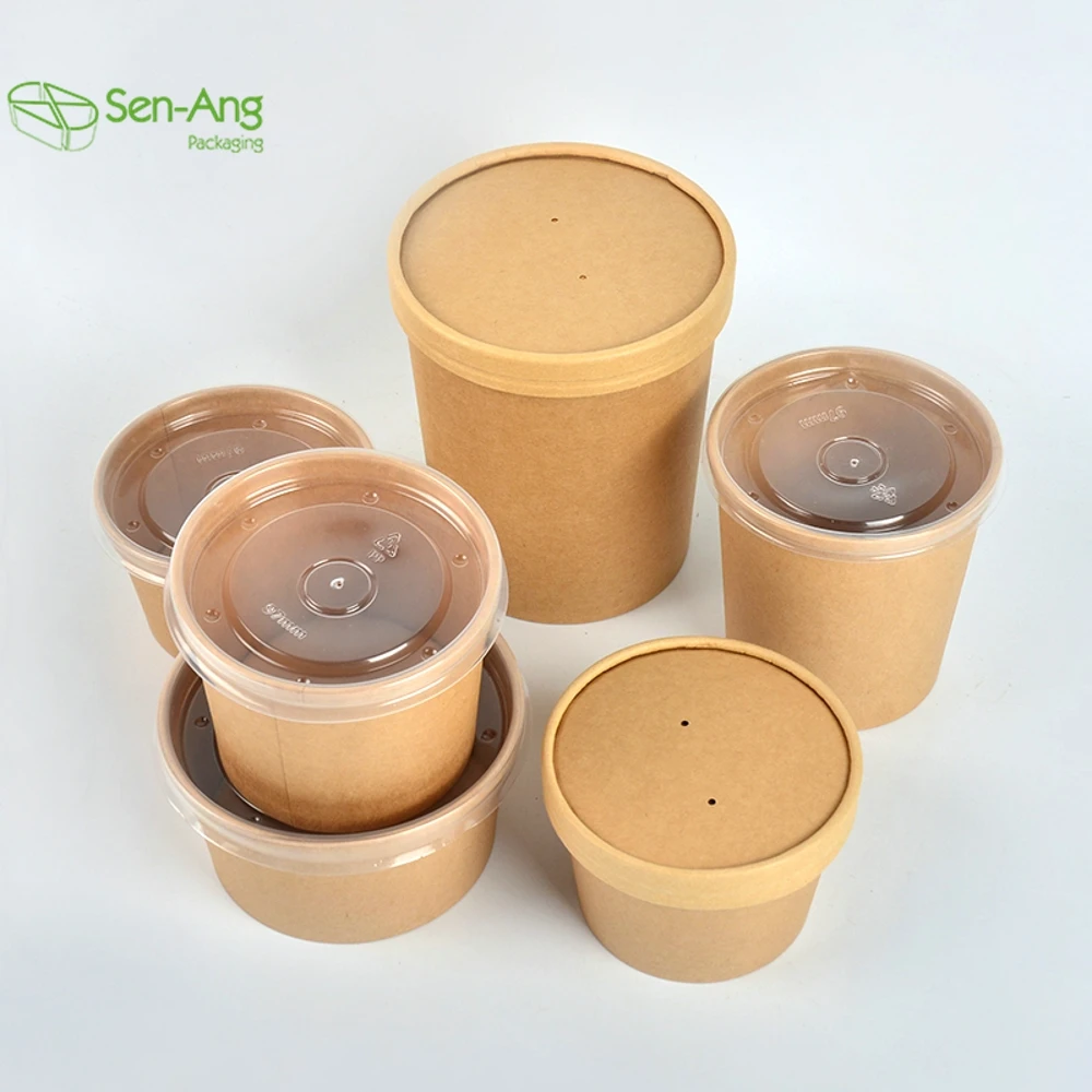 Factory Direct Sale Disposable Container 20Oz Take Out Kraft Soup Bowl With Lid Paper Bucket - Image 4