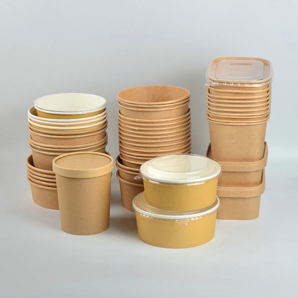 ODM OEM Emballages Alimentaires Round Brown Biodegradable Eco-Friendly Take Away Salad Fast Packaging Kraft Paper Bowl - Image 6