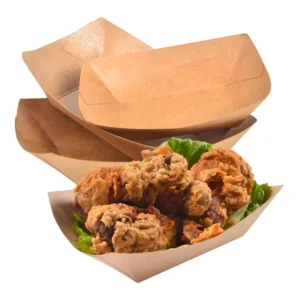 Disposable Kraft Paper Tray Take-Away Fried Chicken Chips Boat Tray Feature From Kraft Packaging