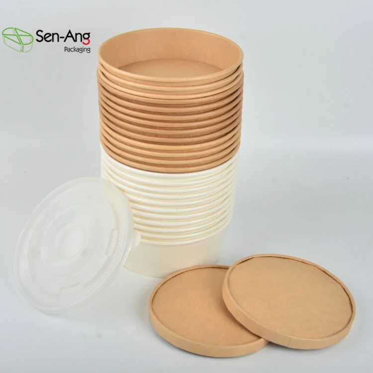 in Stock Customize Round Take Away Paper With Lid Custom Salad Bowl Food Container Take Away Box - Image 3