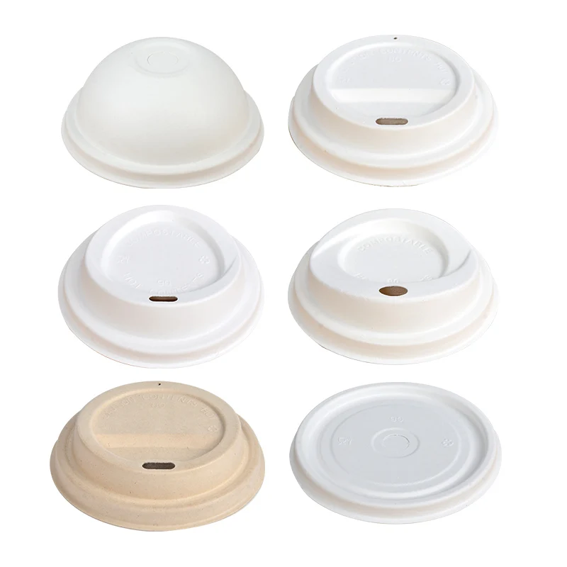 Eco Friendly Disposable Bagasse Sugarcane 100% Compostable PFAS Free Cup Lid for 8OZ 12OZ 16OZ Paper Cup - Image 6