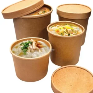 1300ml 1500ml Paper Soup Container Disposable Soup Cup Bucket with PP or PET Lid