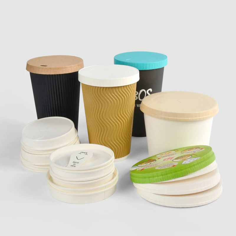 Black and White Coffee With Lid Disposable for Hot Biodegradable Ripple Wall Paper Cups - Image 5