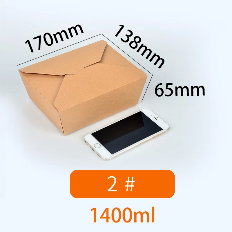 1400ML Disposable Eco-Friendly Kraft Paper Lunch Takeout Box with Matt Lamination for Sushi Salad & Fast Food Packaging - Image 2