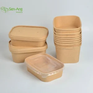High Quality Quarter Salad 1300Ml Take Out Soup With Lid Kraft Paper Bowl