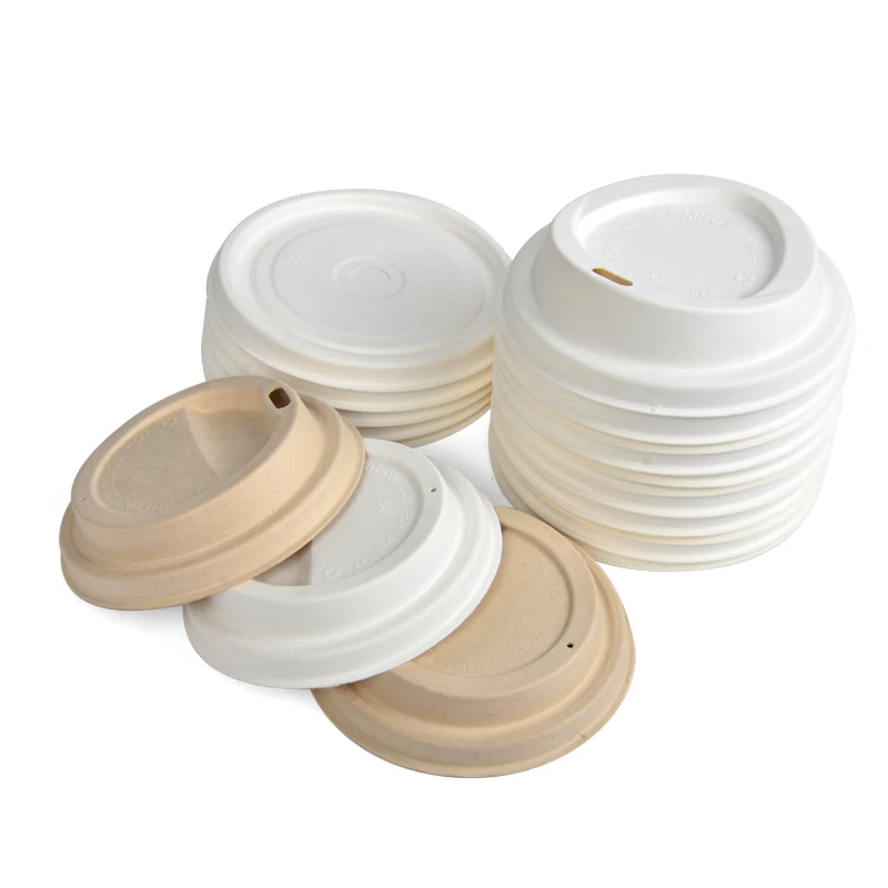 Biodegradable Disposable Composable Lid for Pulp Paper Lid Cover 80 90mm Bagasse Pulp Lids for Coffee Cup - Image 4