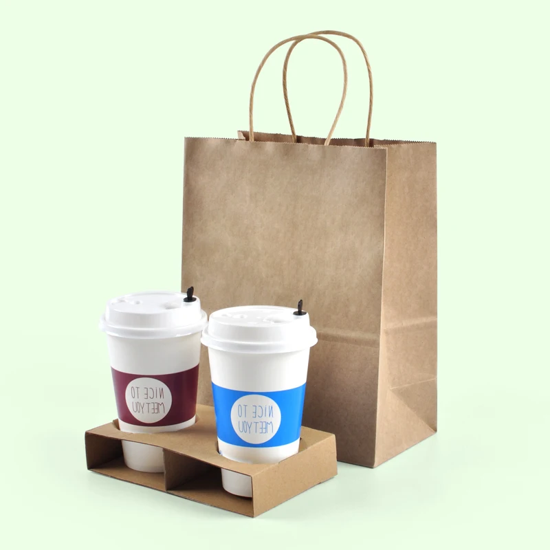New Arrival Kraft Paper Bag with Custom logo Design Take Away Shopping Brown Paper Bags - Image 2