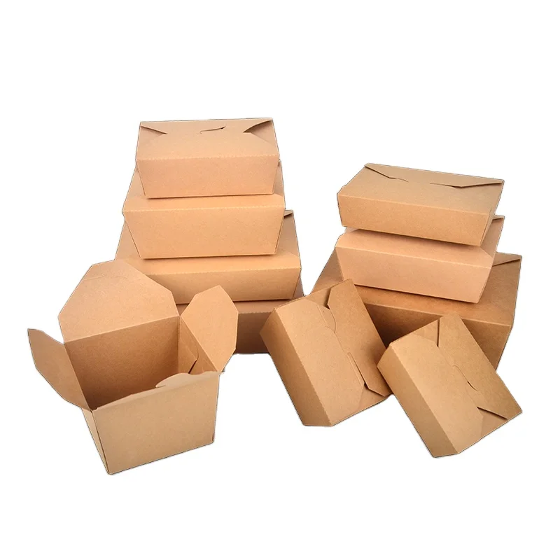 Customized Food Packaging Box 1200ml Restaurant Takeout Box Food Grade Paper Folding Box
