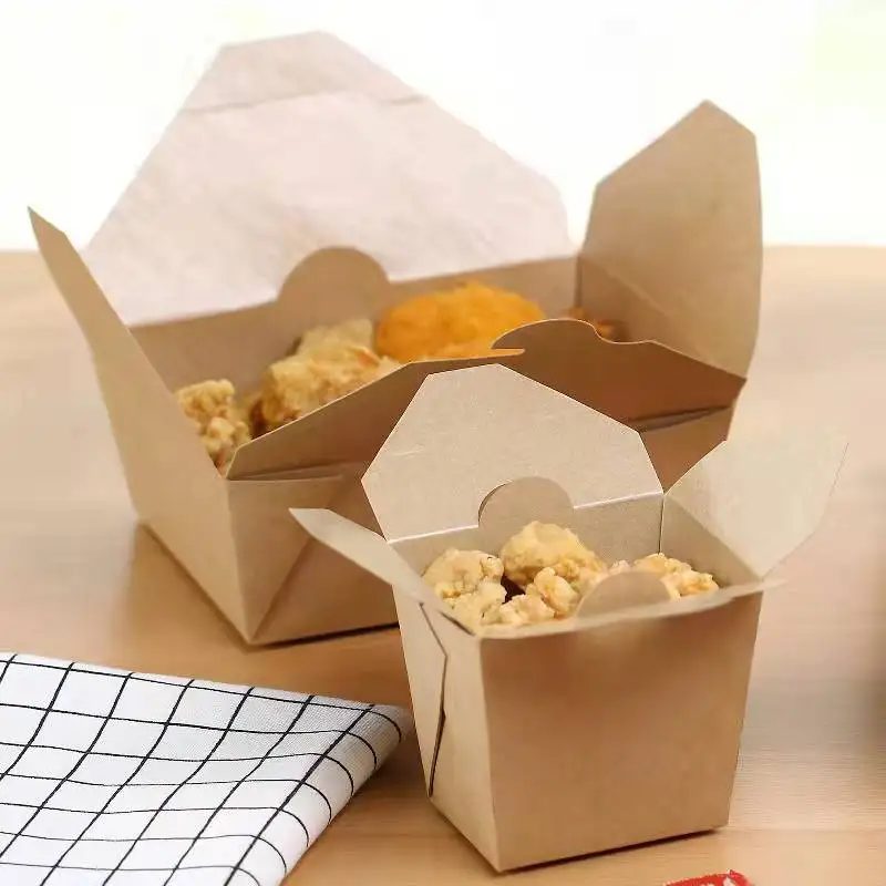 Customized Food Packaging Box 1200ml Restaurant Takeout Box Food Grade Paper Folding Box - Image 4
