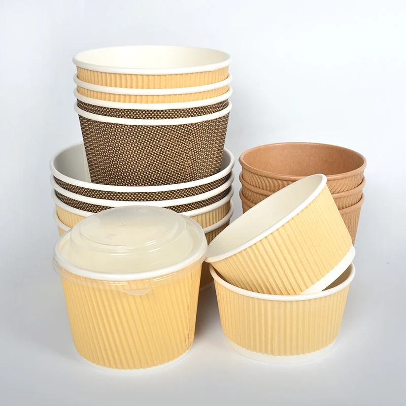 Corrugated Disposable Round Kraft Paper Soup Container 750ml 1100ml Take Away Fruit Food Salad Bowl - Image 4
