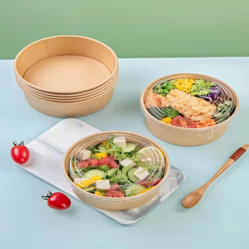 ODM OEM Emballages Alimentaires Round Brown Eco-Friendly Take Away Salad Fast Packaging Paper Kraft Bowl - Image 4