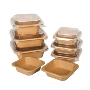 Kraft Paper Octagonal Bowl 1200ml Waterproof Eco-Friendly Disposable Salad Bowl for Snack Cookie Warm/Cold Food PET Lid