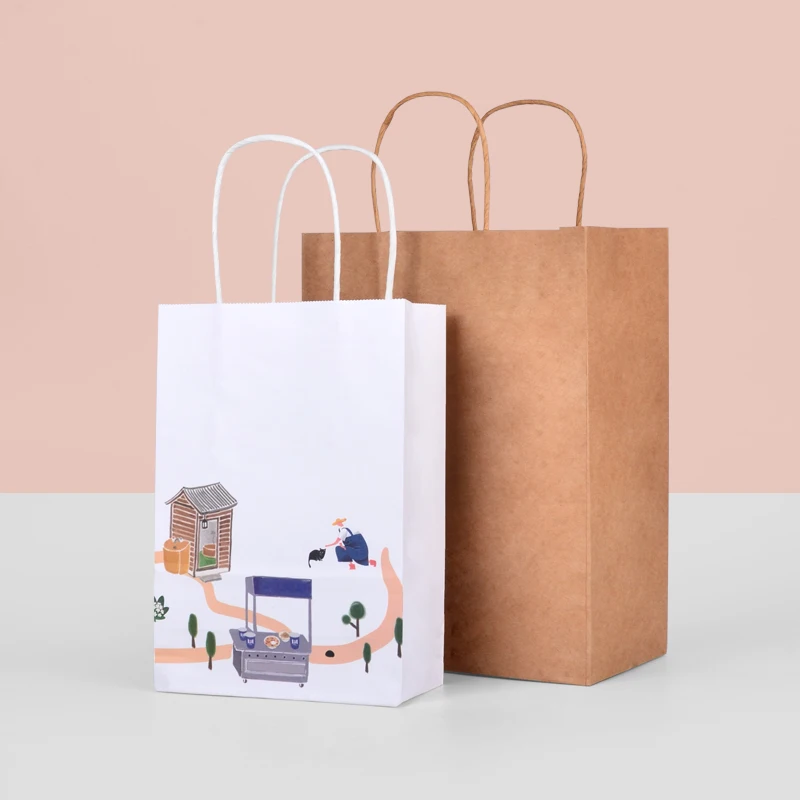 New Arrival Kraft Paper Bag with Custom logo Design Take Away Shopping Brown Paper Bags - Image 5