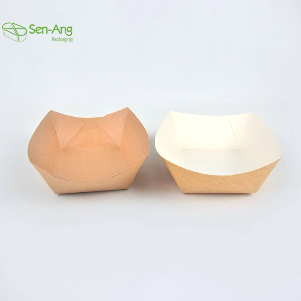 Best Price Box Disposable Food 6Oz Boat Shape for Restaurant Kraft Paper Ship Type Tray - Image 2
