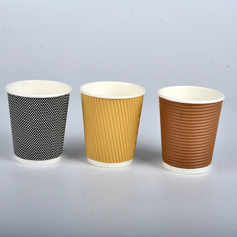 4oz 8oz 12oz Disposable Double Wall Gold Foil Stamping Logo All Black Hot Paper Custom Coffee Cup - Image 4