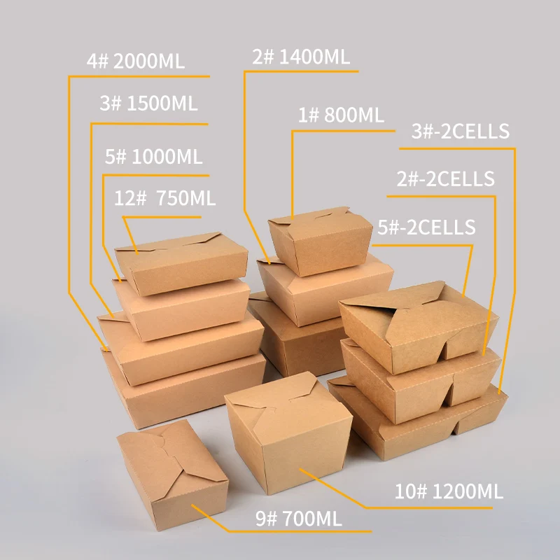 Hot Selling Recycled Brown Kraft Paper Food Grade Packaging Box Salad Sandwich Takeaway Food Lunch Box 800ml - Image 5