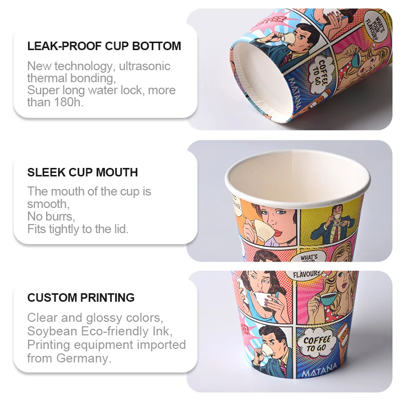 Coffee Cups Custom Logo Print Customized Manufacturers 8oz Single Wall With Lid Take Away Custom Print Logo Paper Coffee Cup - Image 6