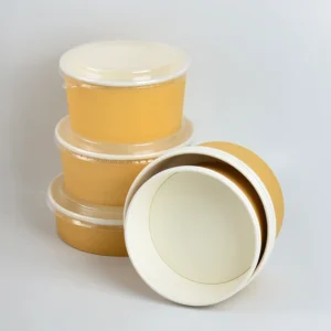 Customized Design Disposable Eco-friendly 1300ml Soup Salad Cups with Lid Food Kraft Paper Bowls Camping Wholesale