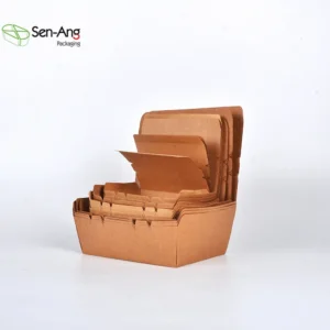Factory Custom Kraft Paper Rectangle Take Way With Lid Wholesale Disposable Takeaway Box