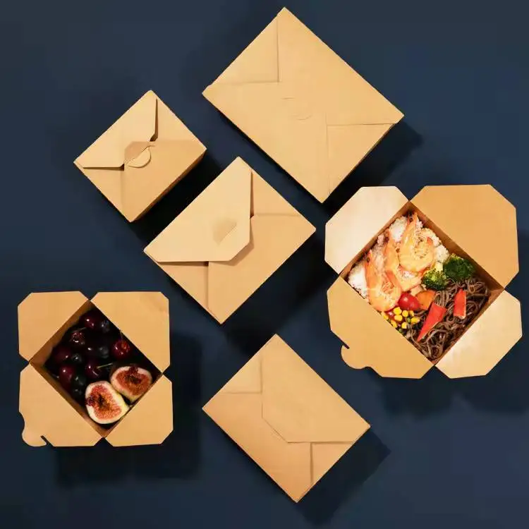 Customized Food Packaging Box 1200ml Restaurant Takeout Box Food Grade Paper Folding Box - Image 6