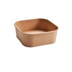 500ml Round Disposable Kraft Paper Salad Bowl Food Grade Microwaveable with Lid for Sushi Snack Sandwich
