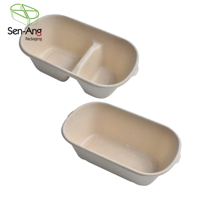 Multi Take Away Lid Pulp Compartment Clam Shell Container Sugarcane Bagasse Food Box 9X6 - Image 3