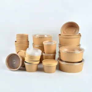 High Quality Soup Noodle Cup Packaging Mushroom 8Oz Double Wall Kraft Paper Take Away Bucket